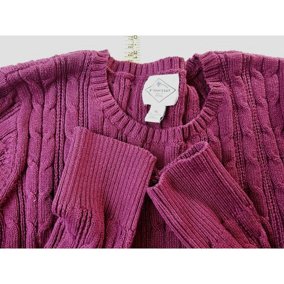 St John's Bay Women's NWT Sweater XL Purple Cotton Classic Cable Knit - Picture 6 of 10